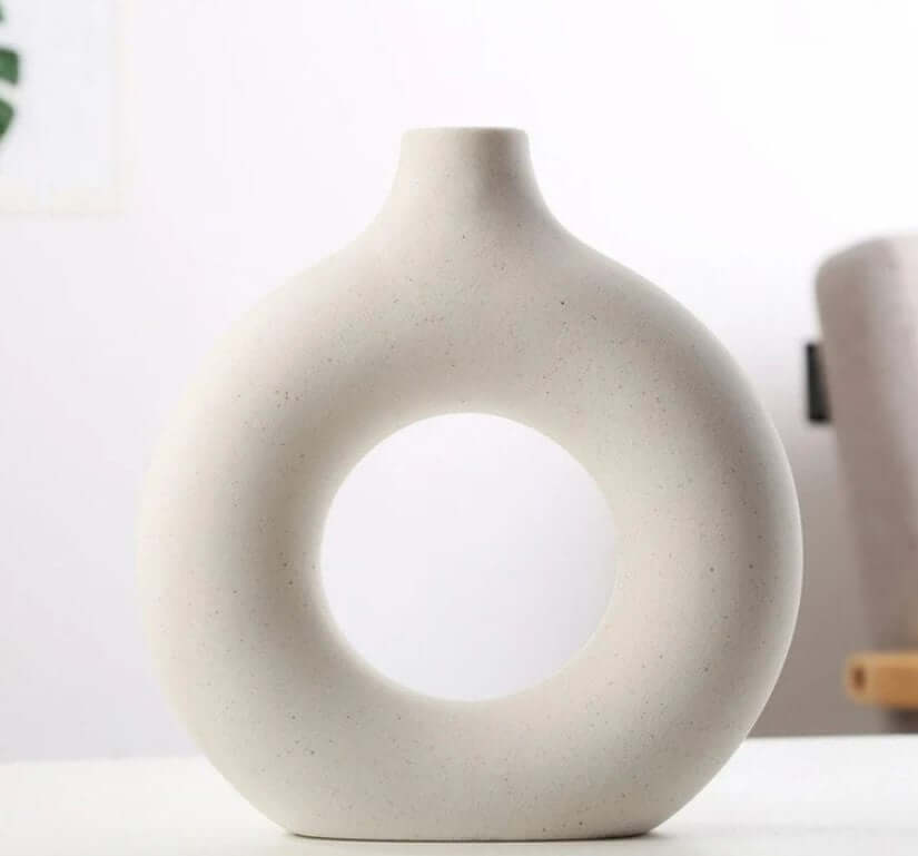 Donut Pampas Vase 3 Pc Set 8.5,6.5 & 5.5 (White matte) - HDC.IN