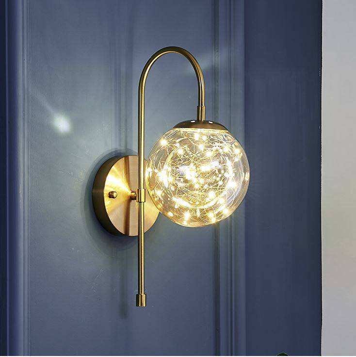Hdc Fairy Glass Ball Wall Light Modern Copper Metal Lighting Wall Light - Gold Warm White - HDC.IN