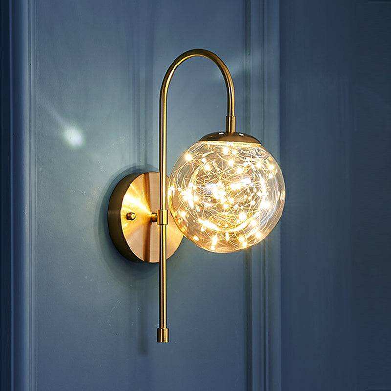 Hdc Fairy Glass Ball Wall Light Modern Copper Metal Lighting Wall Light - Gold Warm White - HDC.IN