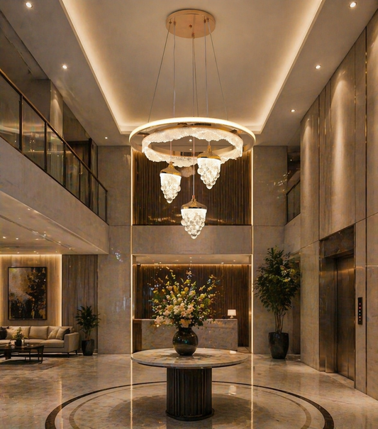 Double Height CHANDELIER for Staircase: Luxury Lighting by HDC LIGHTS