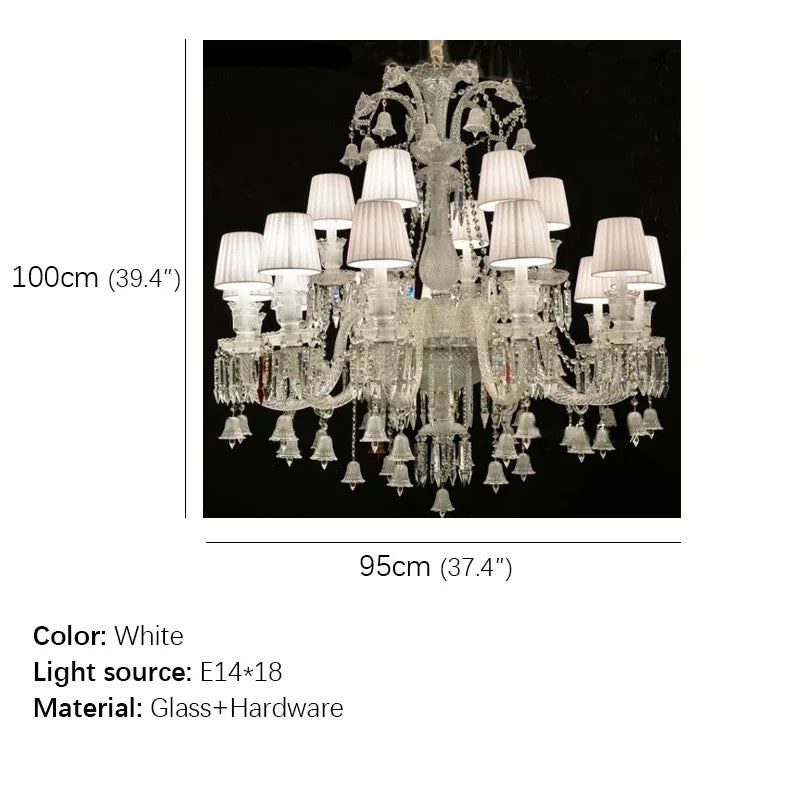 Hdc 18 Light Shade Clear Glass Italian Chandelier Ceiling Lights Hanging - Warm White