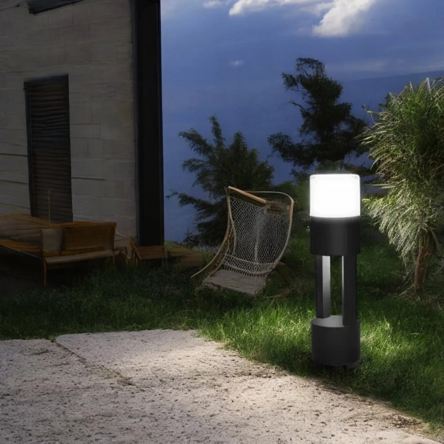 HDC Led 300MM Grey Body Acrylic Bollard Outdoor Garden Park Driveway Light - Warm White