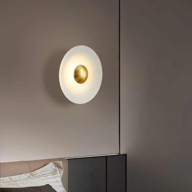 Hdc Contemporary White Creative Macaron Flying Saucer Hardware LED Wall Sconce Lamp For Bedroom- Tricolor