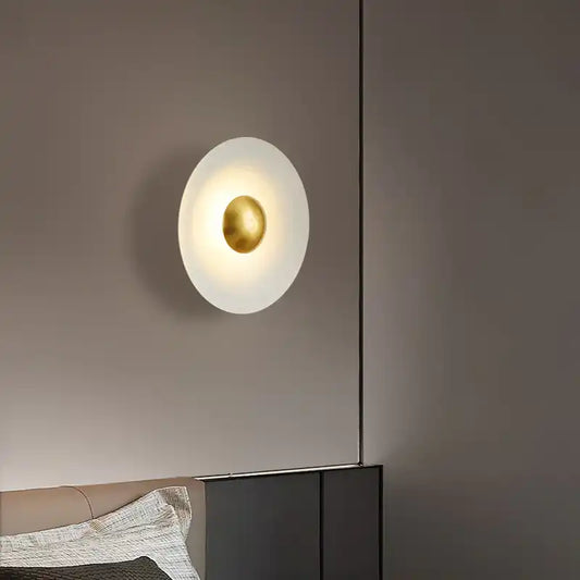 Hdc Contemporary White Creative Macaron Flying Saucer Hardware LED Wall Sconce Lamp For Bedroom- Tricolor