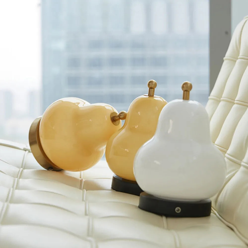 Hdc French Cream Pear Table Lamp Portable Rechargeable Touch Bedside Lamp