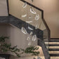 HDC 16 Lights LED Acrylic Leaf  Double Height Stair Chandelier