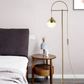 HDC Golden Electroplated Arch Standing Lamp Spherical Glass Lampshade Contemporary Floor Lamp for Reading, Bedroom and Living Room