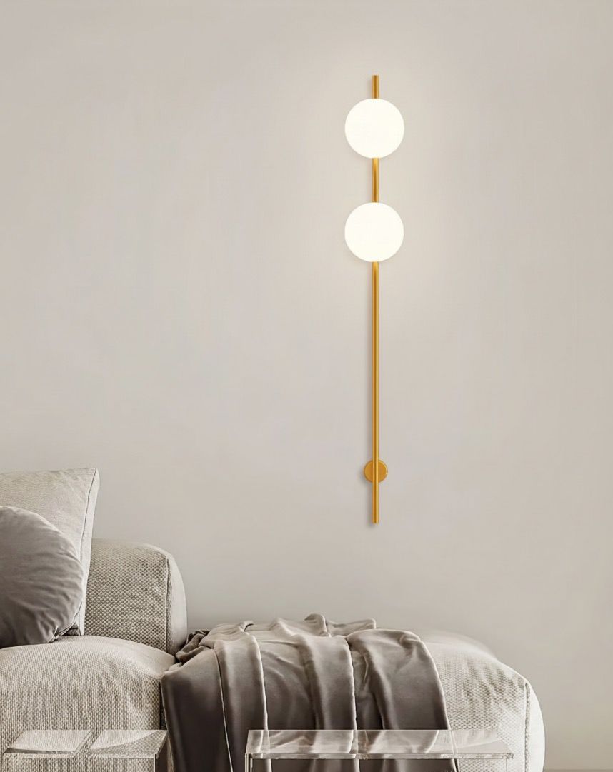 HDC 1200mm Minimalist Vertical Wall Lamp with Frosted Glass Globe Luxury Modern Gold Wall Light
