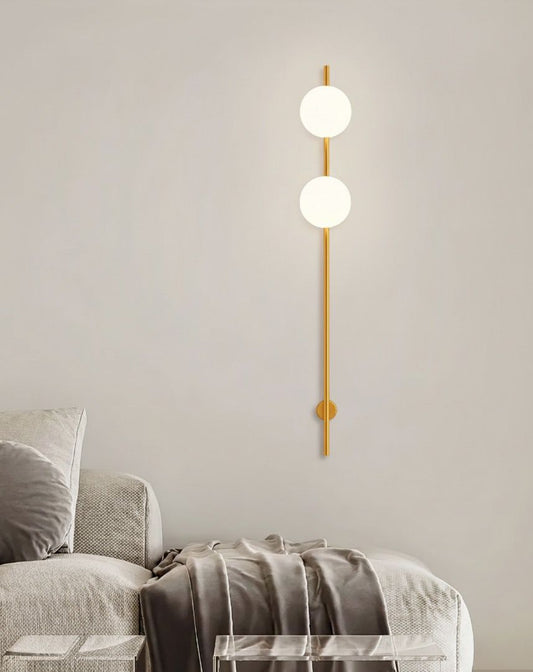 HDC 1200mm Minimalist Vertical Wall Lamp with Frosted Glass Globe Luxury Modern Gold Wall Light
