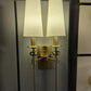 Hdc Antique Metal Wall Light Double Sided Electroplated Brushed Brass Fabric Shade - Warm White