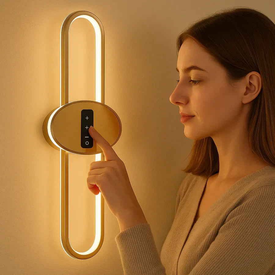 HDC Modern LED Wall Light with Touch Control Panel | 3 Color Modes & Adjustable Brightness for Bedroom, Living Room & Lobby