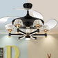 HDC Ceiling Fan Chandelier With 3 Layer Crystal Gold And Remote Control 4 Retractable Abs Blades - Warm White