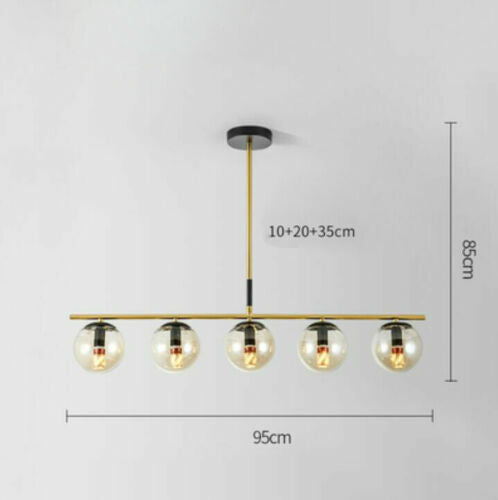 HDC Smoky Glass LED Ceiling Lamp Modern Chandelier Globe Lighting Pendant Light Fixtures
