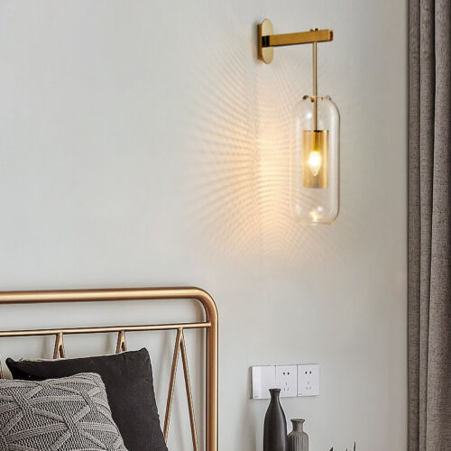 Hdc Industrial Wall Sconce Oblong Clear Glass Wall Mount Lamp with Inner Mesh Cage