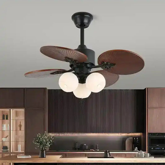Hdc Tropical Ceiling Fan With Led Light And Remote Control 52 Inch Palm Reversible Fan Light 5 Leaf Blades And Balance Clips