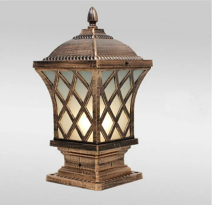 HDC Traditional European Luxury E27 Outdoor Garden Glass Post Light Waterproof Courtyard Door Decorative Lamp
