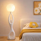 HDC Modern Sculptural Floor Lamp with Frosted Globe Shade for Bedroom, Living Room