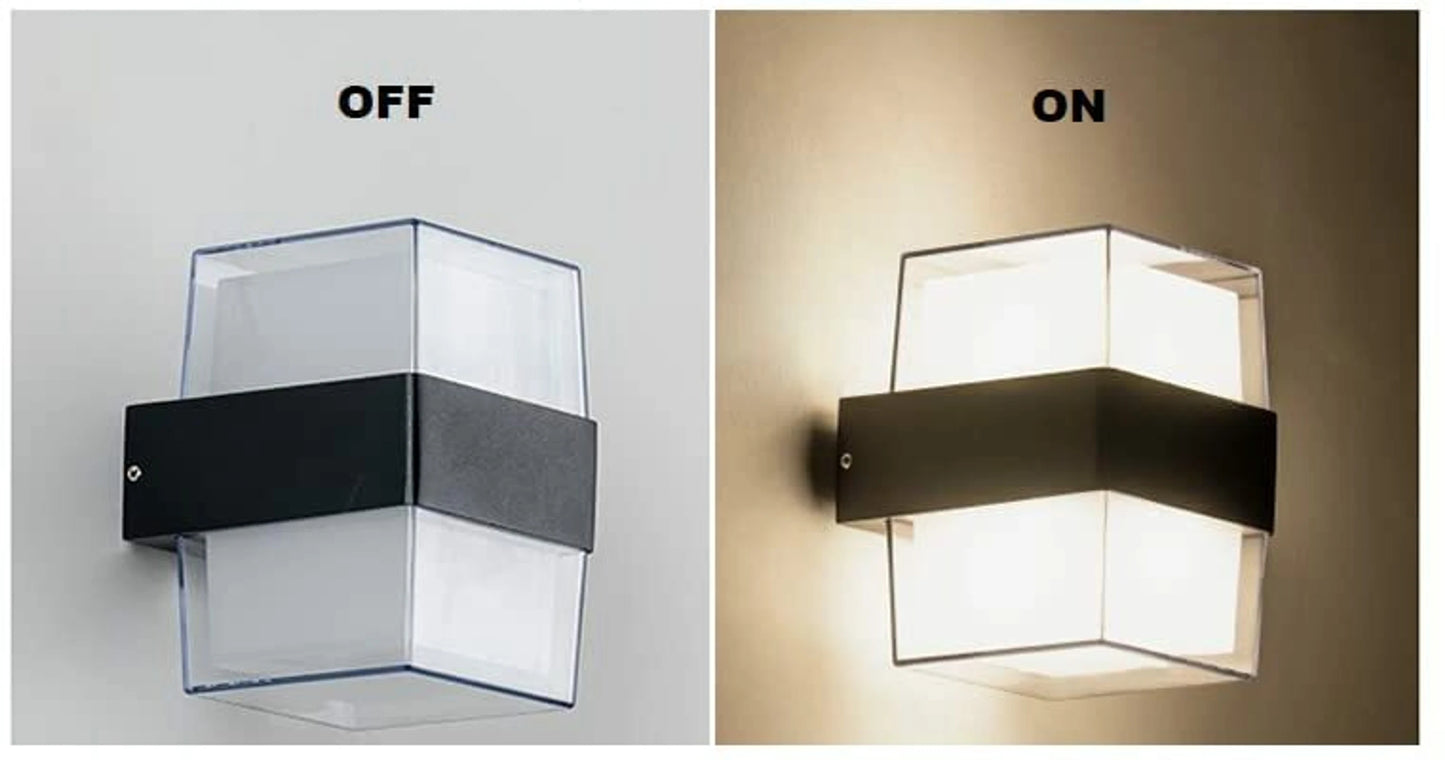 HDC M927 Led Outdoor Up And Down Wall Sconce Light Fixtures 14w Waterproof Acrylic (Warm White)