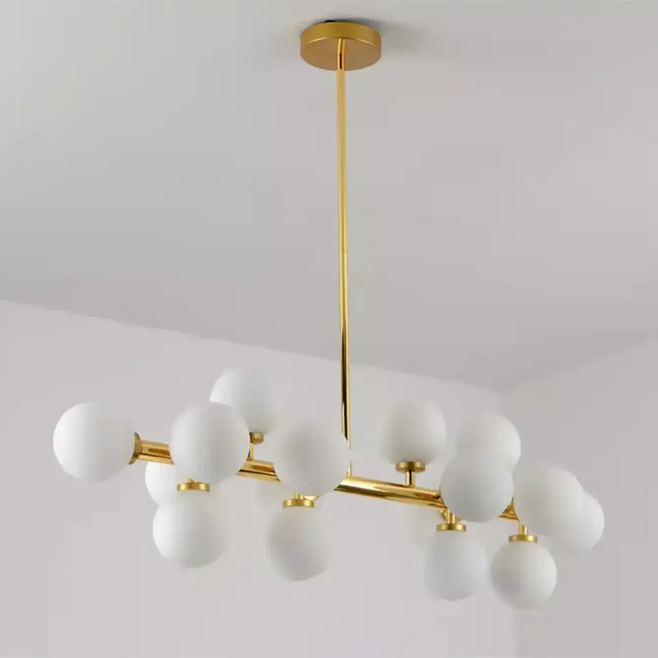 HDC 16 Light Gold Frosted Glass Chandelier Ceiling Lights Hanging - Warm White