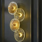 HDC 4 Heads Lotus Leaf Round Clear Glass Crystal Modern Gold Led Wall Light For Drawing Room - Tricolor