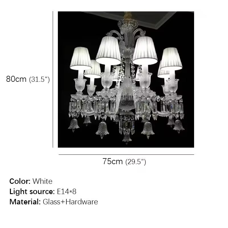 Hdc 8 Light Shade Clear Glass Italian Chandelier Ceiling Lights Hanging - Warm White