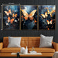 Hdc Modern Crystal Painting Set Painting of Ethereal Butterfly Wings Crystal Glass Painting  for Home Decoration And Office Decor with Golden Frame Canvas Print- 3 Pieces, 16x24 inches