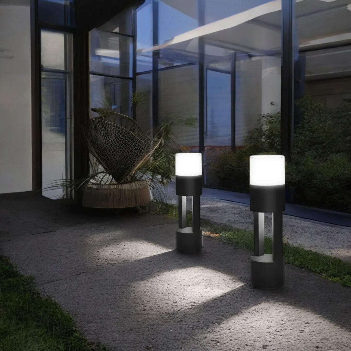 HDC Led 300MM Grey Body Acrylic Bollard Outdoor Garden Park Driveway Light - Warm White