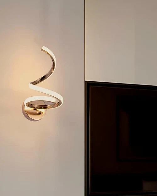 Hdc Spiral Ribbon Gold Acrylic Modern Led Wall Light - Tricolor
