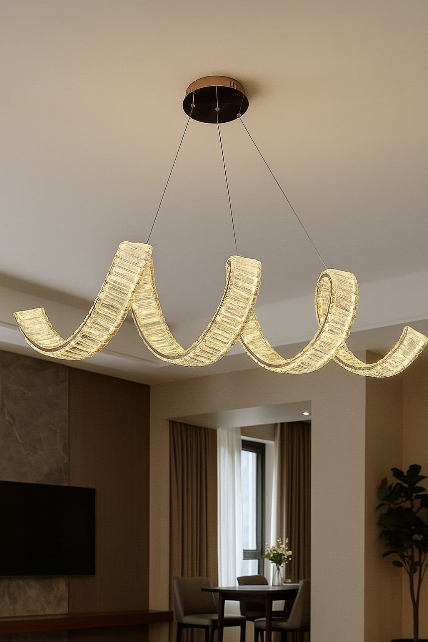 Hdc 1000mm Crystal Metal Modern Led Chandelier- Tricolor