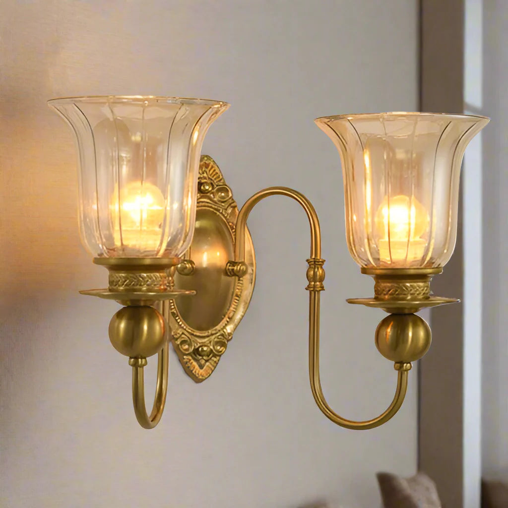 HDC Vintage Brass Gold Metal Wall Light for Living Room Drawing Room Bedroom
