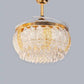 Hdc Feather Glass Crystal Ceiling Fan Chandelier Luxury Gold Retractable Light Led 3 Color Setting Control With Remote