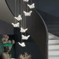 HDC 12 Lights Light Led Butterfly Crystal Double Height Stair Chandelier- Tricolor