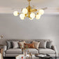 Hdc 10 Light Frost Glass Ceiling Fan Chandelier Gold Retractable Light Led 3 Color Setting Control With Remote - HDC Lights
