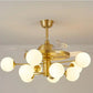Hdc 10 Light Frost Glass Ceiling Fan Chandelier Gold Retractable Light Led 3 Color Setting Control With Remote - HDC Lights