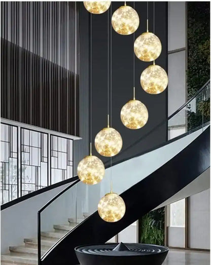 Hdc 7/10 Light Led Glass Fairy Light Stair Chandelier - Warm White