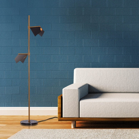 Hdc Gold & Black Body 2 Light Floor Lamp For Home, Office