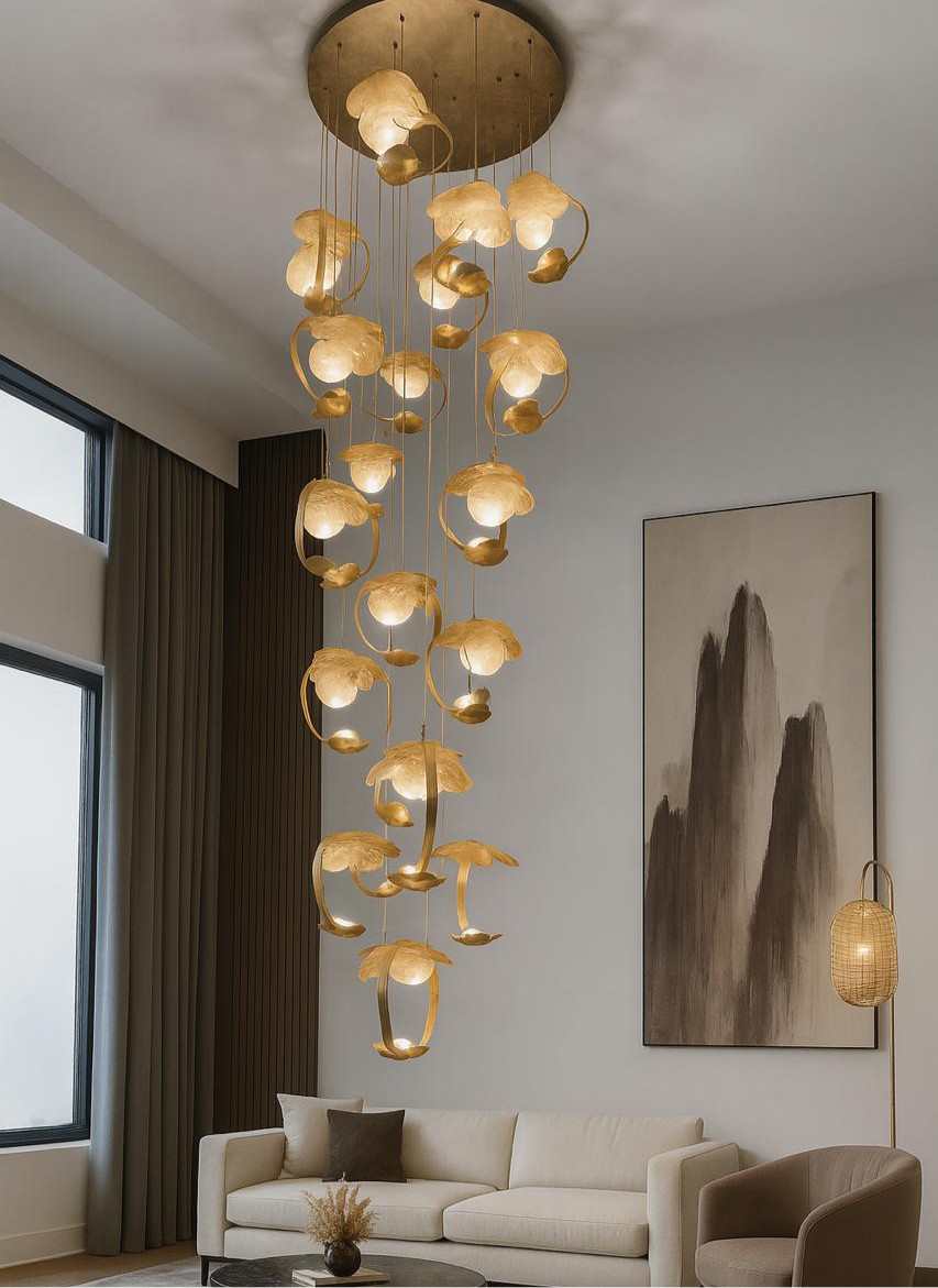HDC 21 Lights Modern Led Hanging Double Height Staircase Chandelier- Warmwhite