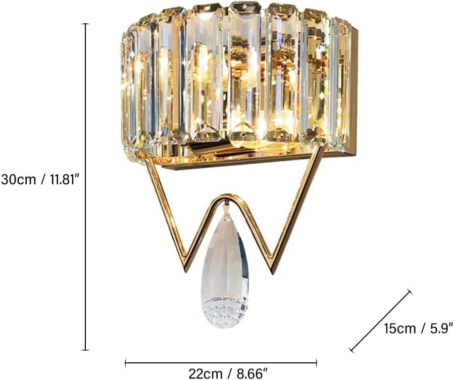 Hdc Clear Crystal Shade Wall Sconce for Living Room