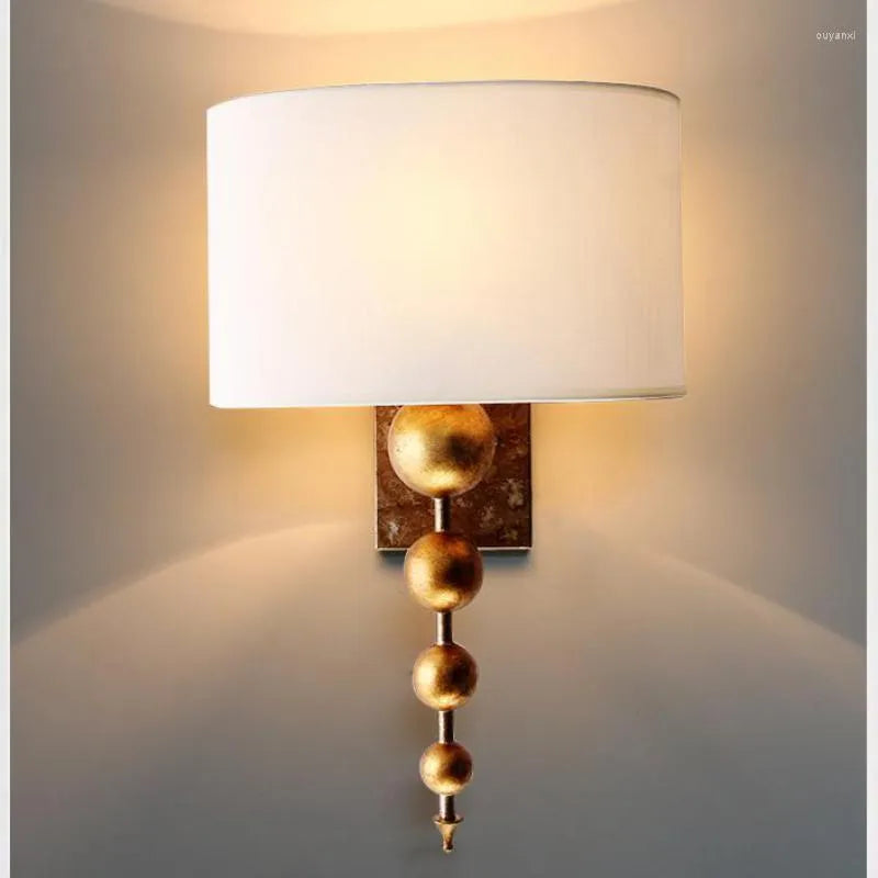 Hdc Modern Cloth Lampshade Gold E27 Lights Classical Craft Wall Lamps