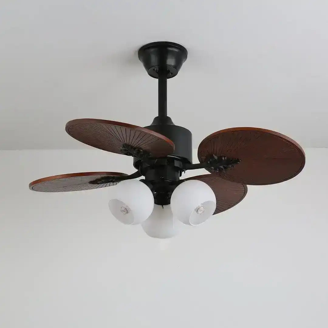 Hdc Tropical Ceiling Fan With Led Light And Remote Control 52 Inch Palm Reversible Fan Light 5 Leaf Blades And Balance Clips