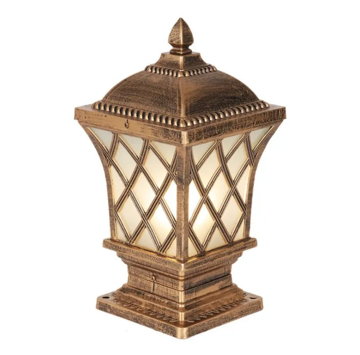 HDC Traditional European Luxury E27 Outdoor Garden Glass Post Light Waterproof Courtyard Door Decorative Lamp