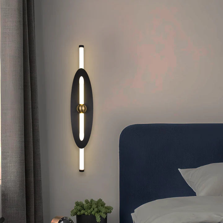 HDC Luxury Black & Gold Vertical LED Wall Light For Living Room