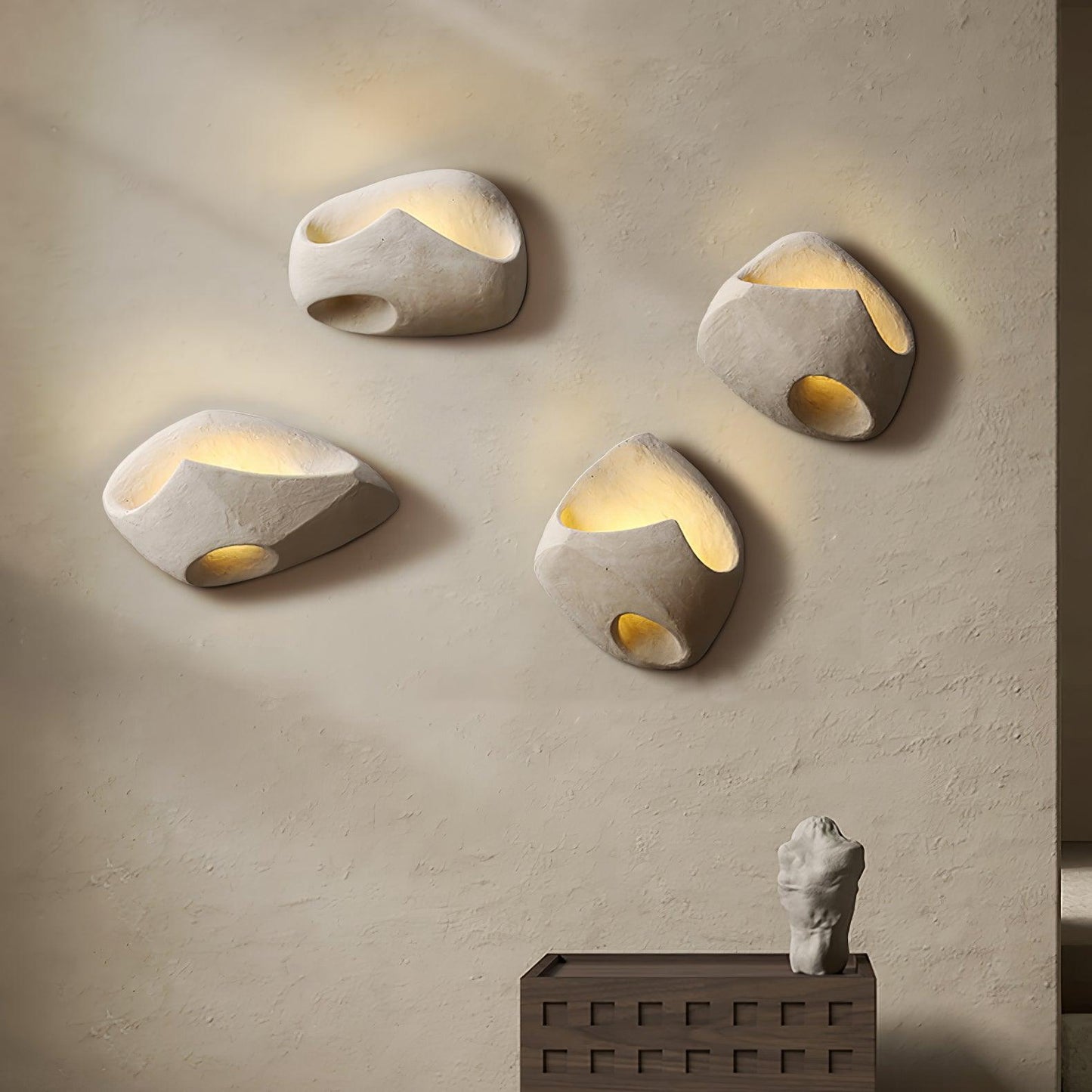 HDC Japanese Creative Cream Wabi-Sabi Micro Cement Wall Sconce For Bedside Living Room Aisle Staircase