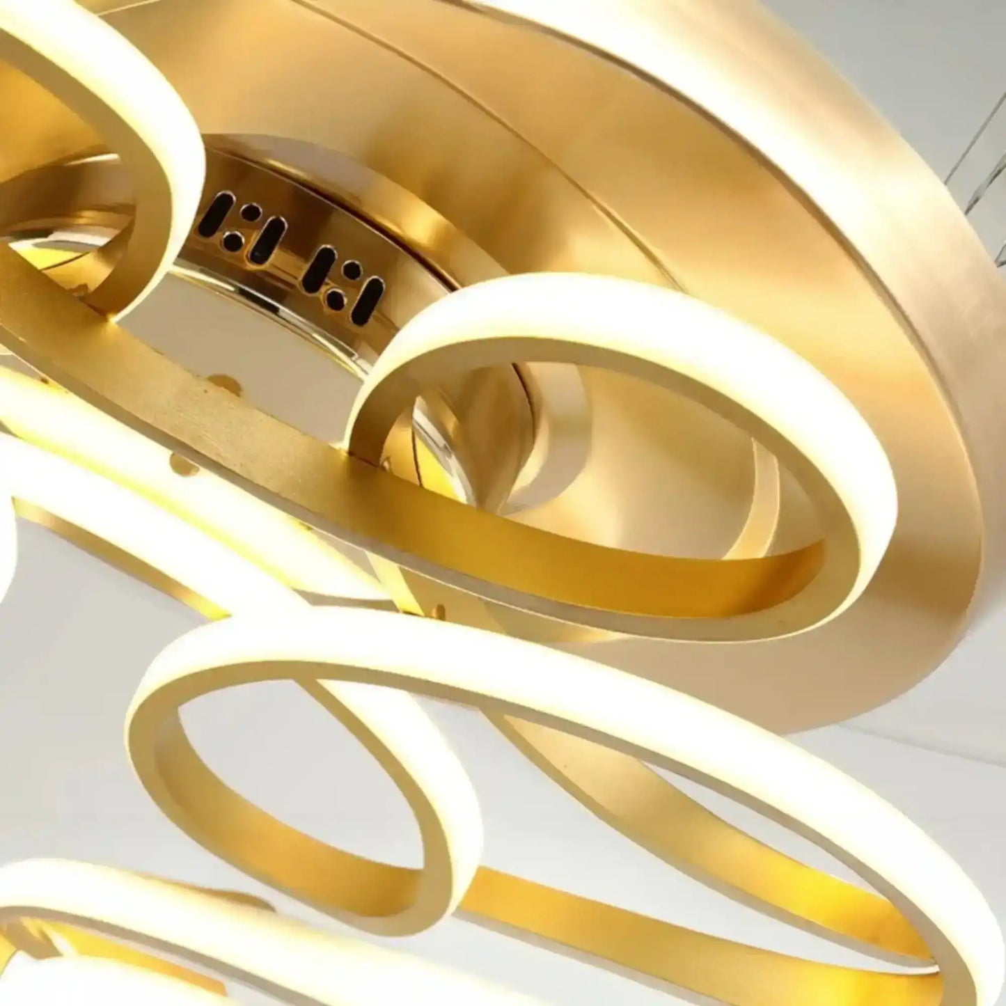 Hdc Golden Flower Led 3 Color Setting Control With Remote Transparent Retractable Fan Blade Chandelier