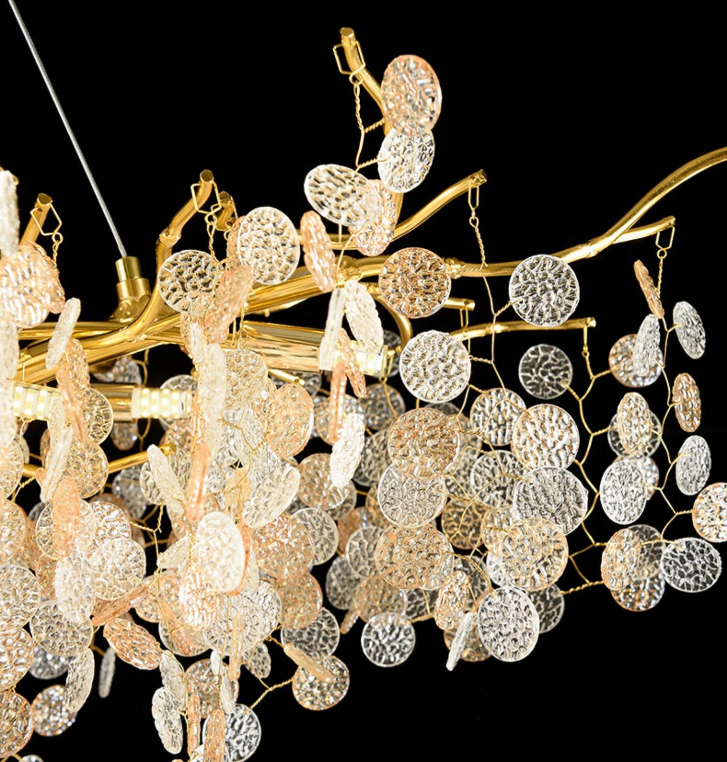 Hdc 1200mm Long Golden Long Drop Crystal Chandelier Ceiling Lights Hanging - Warm White