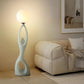 HDC Modern Sculptural Floor Lamp with Frosted Globe Shade for Bedroom, Living Room