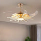 Hdc 15 Light Chandelier Fan 52 Inch Gold Retractable Blades Remote Control - Tricolor
