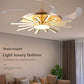 Hdc 15 Light Chandelier Fan 52 Inch Gold Retractable Blades Remote Control - Tricolor