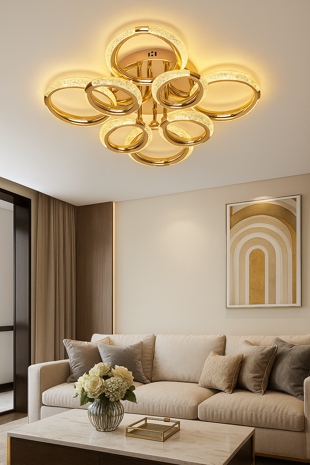 HDC Modern Minimalist Circle Ring Led Ceiling Lamp Light Luxury Acrylic Living Room Lights Lighting Bedroom Lamps Luster Fixtures