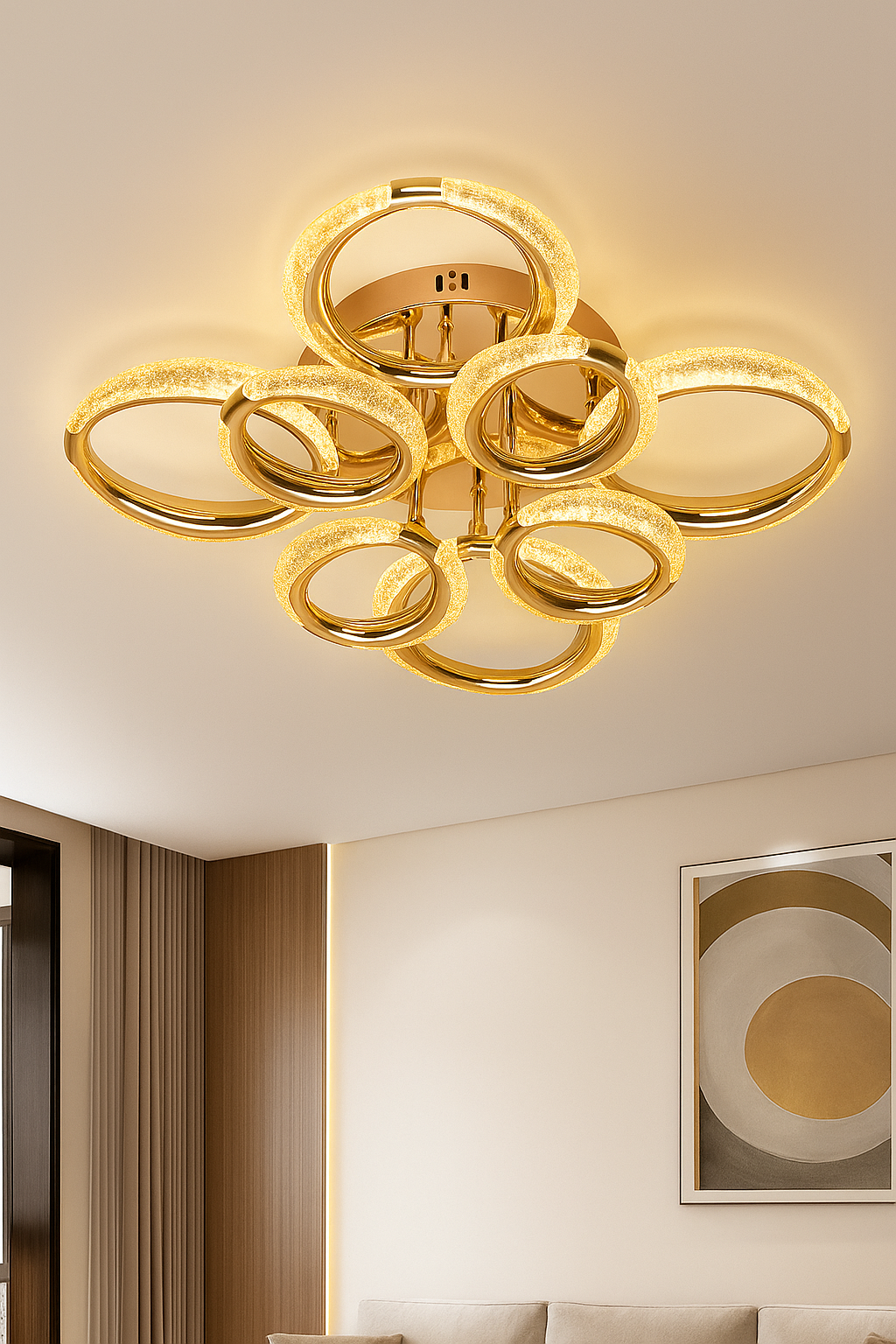 HDC Modern Minimalist Circle Ring Led Ceiling Lamp Light Luxury Acrylic Living Room Lights Lighting Bedroom Lamps Luster Fixtures